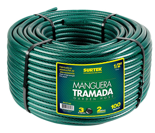 Manguera para jardín tramada verde en rollo 1", 50 m Surtek