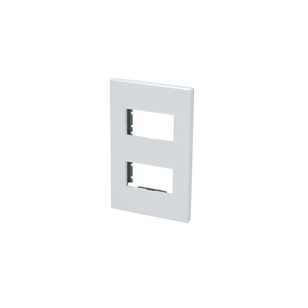 Placa 2 módulos 1/3, línea Premium, color blanco Surtek
