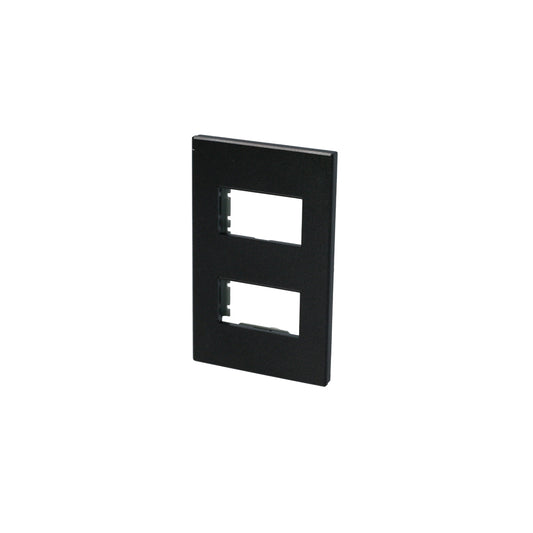 Placa 2 módulos 1/3, línea Premium, color negro Surtek