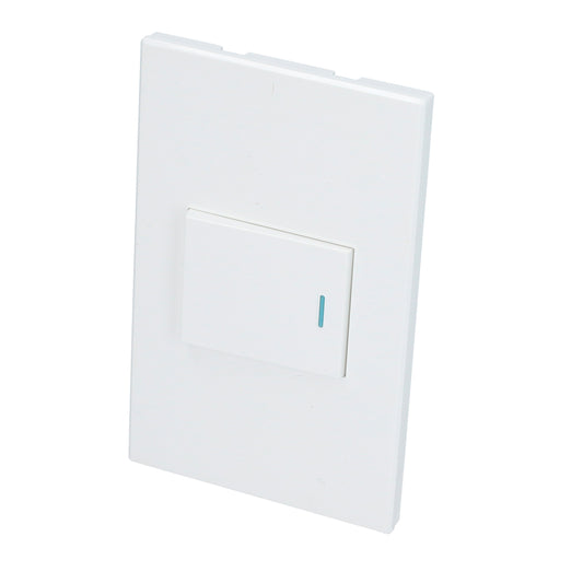 Placa 1 Interruptor 1/2, 3 vias, línea Premium, color blanco Surtek
