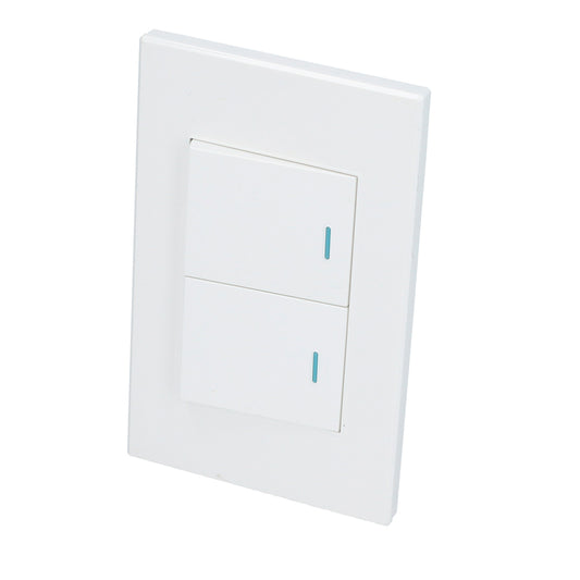 Placa 2 Interruptor 1/2, línea Premium, color blanco Surtek