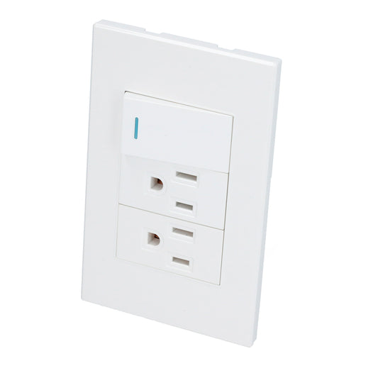 Placa 1 Interruptor 2 contactos 1/3, línea Premium, color blanco Surtek