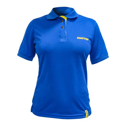 Playera tipo polo dry fit para dama color azul talla L Surtek