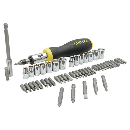 Juego de puntas y accesorios hexágono de 1/4", 52 piezas en blíster Surtek