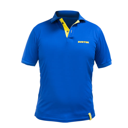 Playera tipo polo dry fit para caballero color azul talla L Surtek