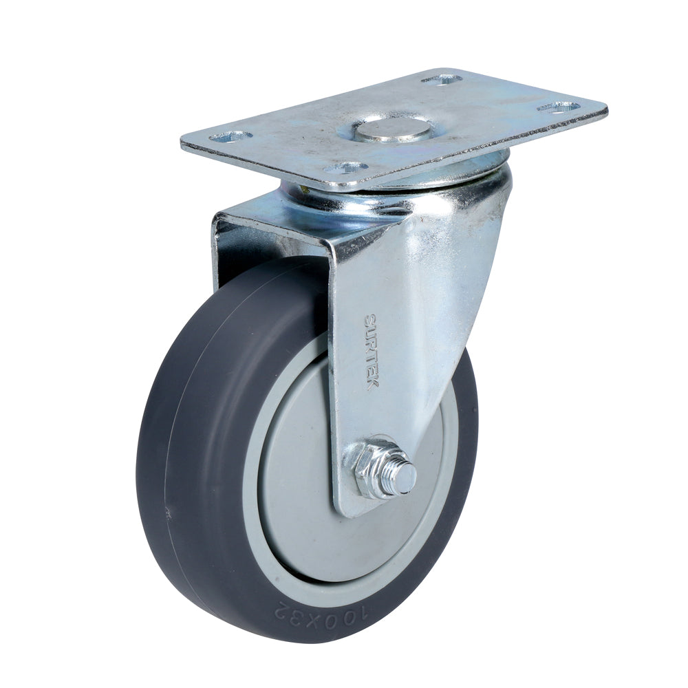 Rodaja de TPR gris giratoria 4" Surtek
