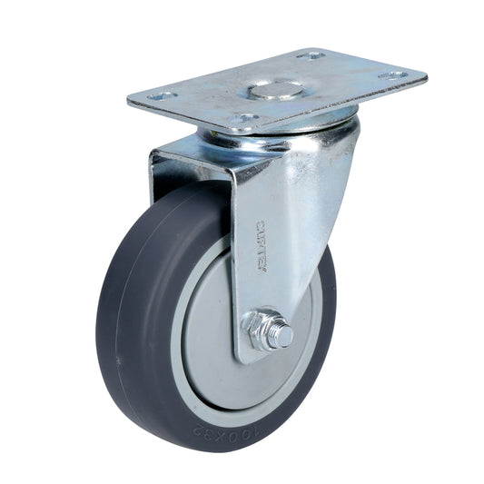 Rodaja de TPR gris giratoria 4" Surtek