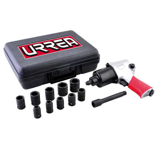 Juego de pistola de impacto neumática cuadro de 1/2" y accesorios en pulgadas, 13 piezas Urrea