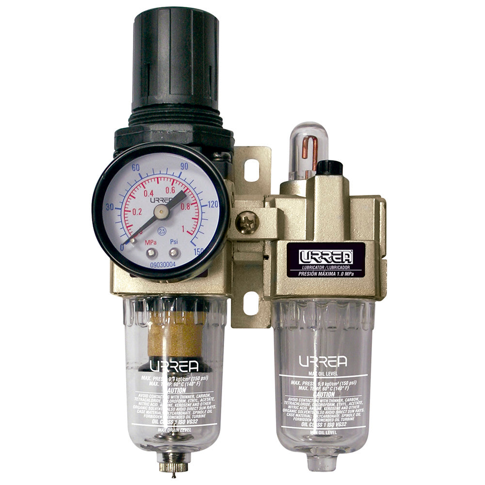 Filtro regulador y lubricador de aire 3/8" NPT Urrea